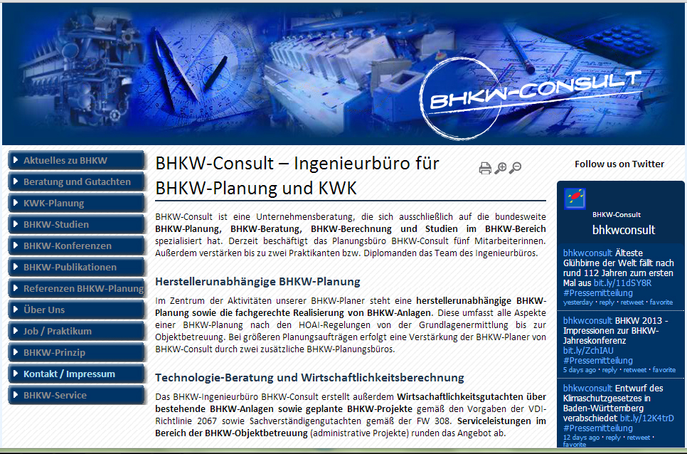 BHKW-Consult  ist ein auf BHKW-Planung spezialisierte Unternehmensberatung mit Ingenieurbüro, welches die Planung und Beratung bei BHKW-Projekten übernimmt

