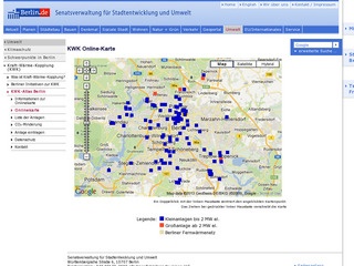 Screenshot des KWK-Atlases, in dem mehr als 100 KWK-Anlagen in Berlin eingetragen sind (Bild: BHKW-Infozentrum)
